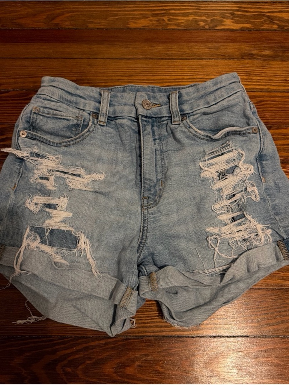 American Eagle Light Blue Distressed Denim Women’s Shorts